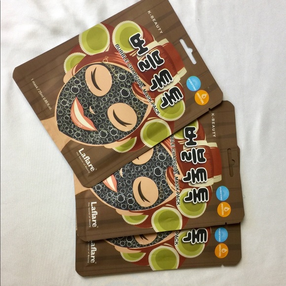 3 face masks bubble charcoal pack K-Beauty LaFlare - Picture 3 of 3